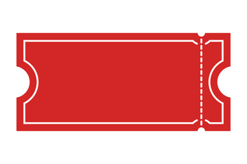 Red Ticket Stub with Rounded Cutouts and White Border for Raffles and Events isolated on...