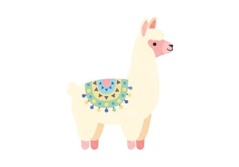 Obraz premium Cartoon llama illustration against white background for graphic design projects
