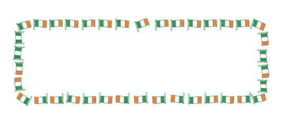 Fototapeta premium Irish flag rectangular frame. St. Patrick's Day border with tricolor flags. Vector illustration isolated on transparent background
