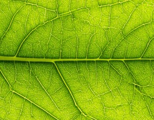 Close Up of Translucent Green Leaf Veins and Cellular Texture