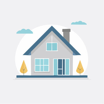 Flat vector illustration of a modern family home for real estate business concept