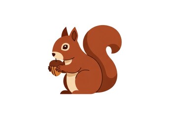 Cartoon squirrel with acorn on white background isolated for design