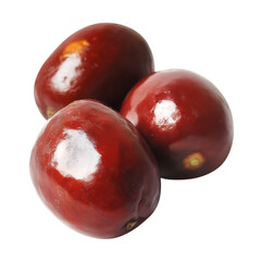 Obraz premium Fresh jujube fruits cluster shiny red skin ripe healthy food isolated on transparent background