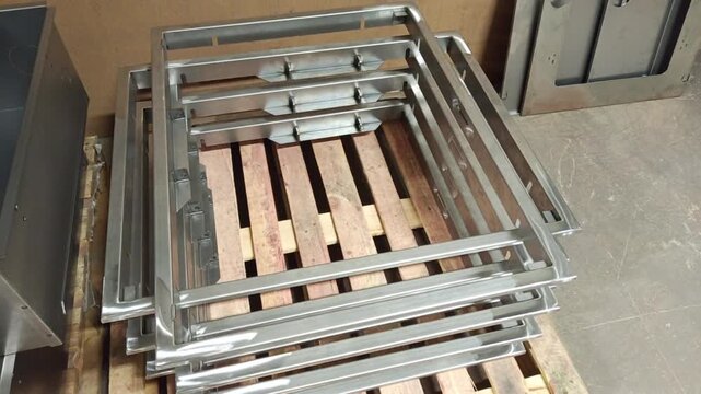Metal frames for recessed wall cabinets ready for powder coating.metal frames, recessed cabinet, built-in, industrial, manufacturing, factory, powder coating, construction materials, wall cabinet, ste