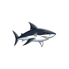 Obraz premium Aggressive cartoon great white shark character illustration on white background