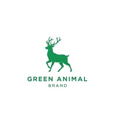A green deer silhouette logo with prominent antlers and brand text