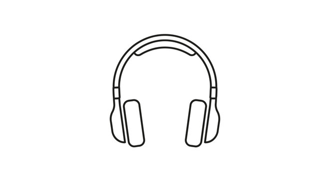Headphones Simple Line Art Illustration Design.