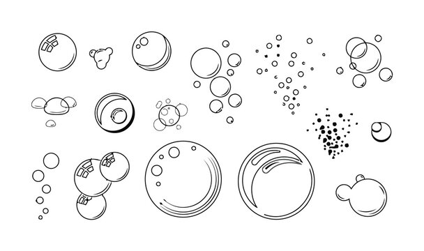A collection of hand-drawn bubbles and dots in various sizes and arrangements