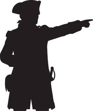American revolutionary war general silhouette pointing direction vector illustration black