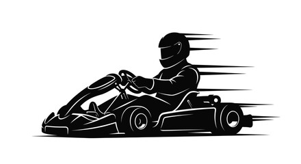 A silhouette of a driver racing a go kart at high speed © Siam Studio