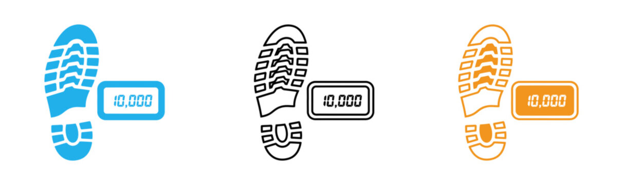 Footprints with step counters in different colors