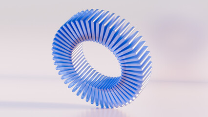 Abstract Blue Geometric Torus Shape with Radial Symmetry and Soft Lighting Conceptual Design Modern 3D Rendering