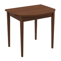 Wooden side table with curved edge isolated on transparent background