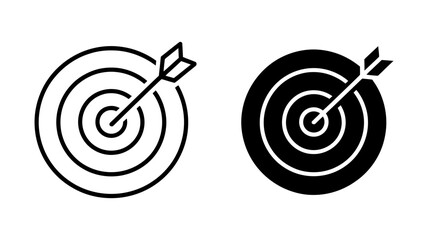 Two clear icons illustrate an arrow precisely hitting the bullseye of a target, representing goals and achievement.