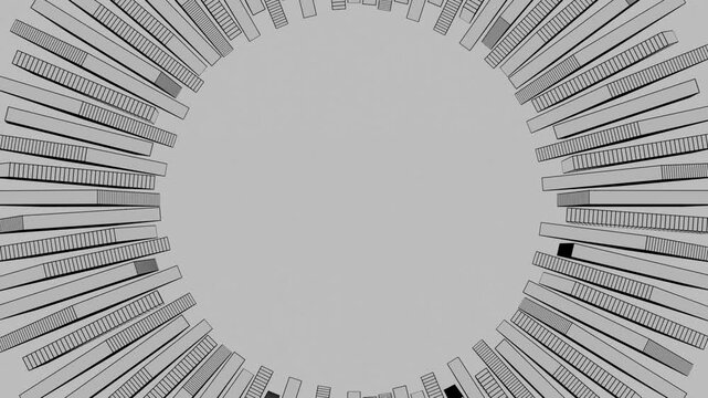 abstract 3d symmetrical geometric shape rotating on grey colour background