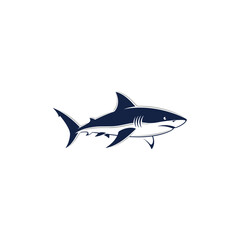Fototapeta premium A powerful stylized shark illustration in dark blue and gray tones