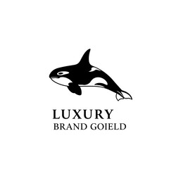 Black and white orca killer whale minimal logo design