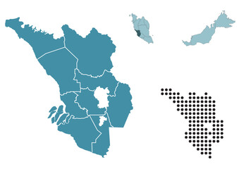 Obraz premium Set maps of Selangor state