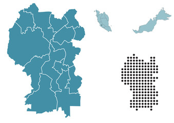 Naklejka premium Set maps of Kuala Lumpur state