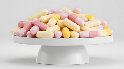Colorful Pills on White Cake Stand