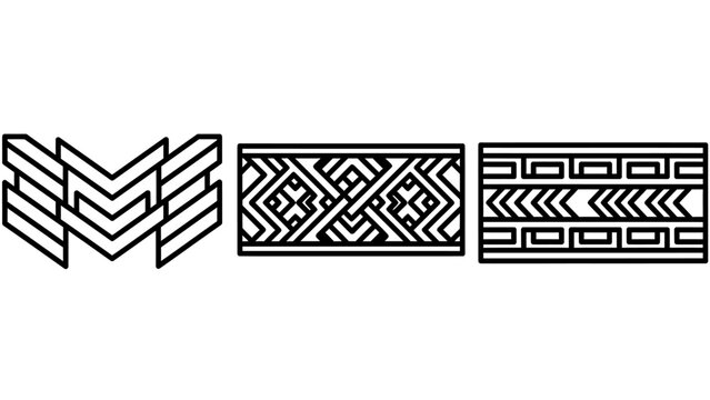 Abstract Geometric Pattern Icons: Interlocking Shapes and Repeating Designs for Modern Backgrounds and Textile Art