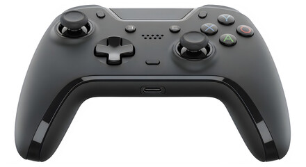 Black gaming controller isolated on transparent background for play video games