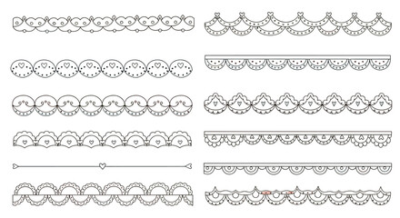 Fototapeta premium A collection of ornamental lace borders and repeating patterns ideal for design projects on transparent background silhouette high quality