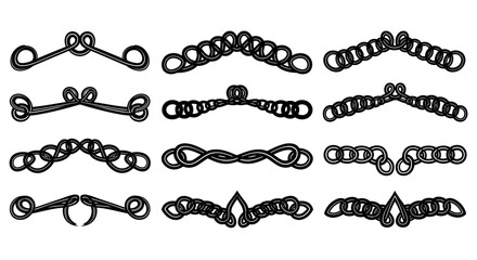 A collection of ornate swirling black floral and decorative elements perfect for design on transparent background silhouette high quality © Muskan