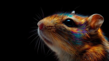 Obraz premium ic close up of a chipmunk s face with vibrant rainbow like iridescent fur