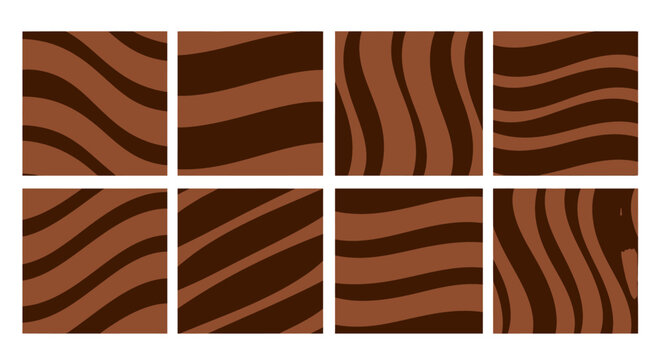 A grid of nine brown wavy textured squares arranged in a 3x3 pattern on transparent background silhouette high quality
