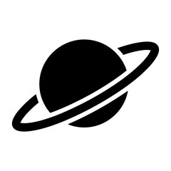 Planet with rings icon black silhouette graphic for space and astronomy © Sahabat