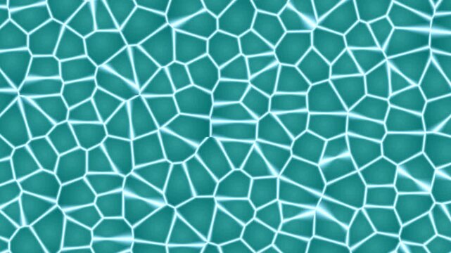 Close-up of turquoise mosaic tiles with white grout lines on a flat surface
