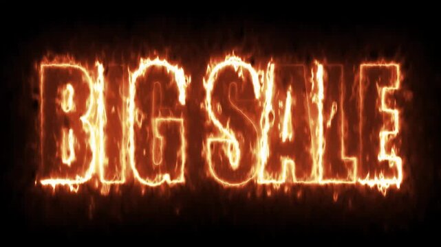 Fiery Big Sale Text on Black Background.