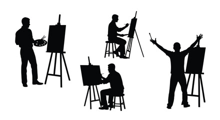 Artists at work in various poses a striking black silhouette © HN2.00