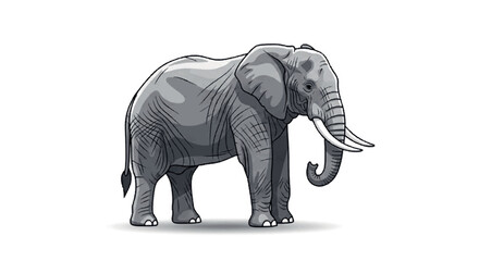 Obraz premium A detailed vector illustration of a powerful and majestic elephant with prominent tusks, showcasing the serene grandeur and wild spirit of this iconic creature