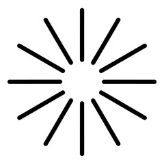 Minimalist loading icon with radial black lines isolated on white background