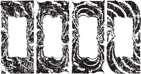 grunge wooden door silhouettes set rustic texture frames with distressed wood patterns in black and white