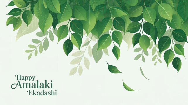 High resolution green foliage design with sacred amla fruits.