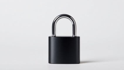 Naklejka premium Black metal padlock against white background