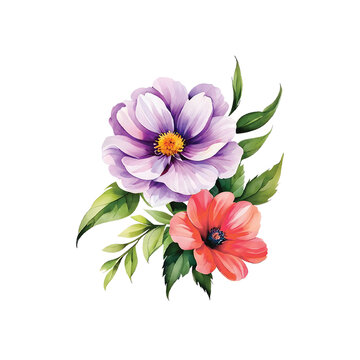 seamless floral pattern, wild red purple flowers, botanical illustration, colorful background