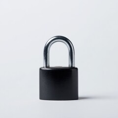 Naklejka premium Secure black metal padlock on plain background