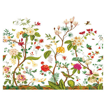 seamless floral pattern, wild red purple flowers, botanical illustration, colorful background, textile design