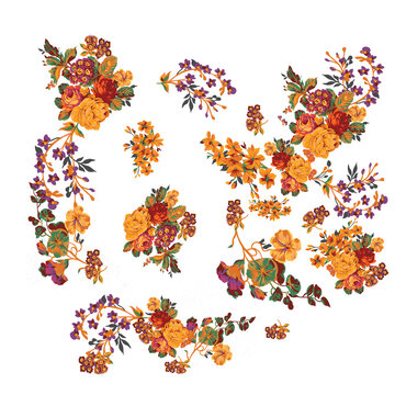 seamless floral pattern, wild red purple flowers, botanical illustration, colorful background, textile design