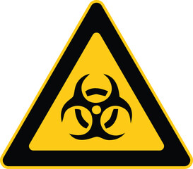 Biohazard Warning Triangle Sign with Black Symbol