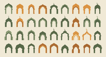 Obraz premium Collection of Islamic Arches and Architectural Elements.