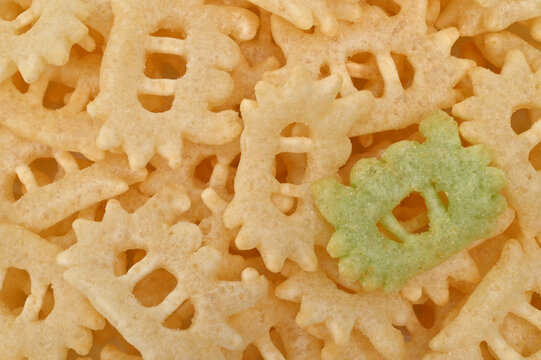 Crab chips in the form of crabs, for backgrounds or textures