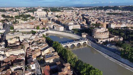Obraz premium Vatican Skyline In Rome Lazio Italy. Medieval Building In A Bustling City Viewed From Above. Metropole Landscape Company Building Vibrant. Metropole Corporate Town. Rome Lazio.