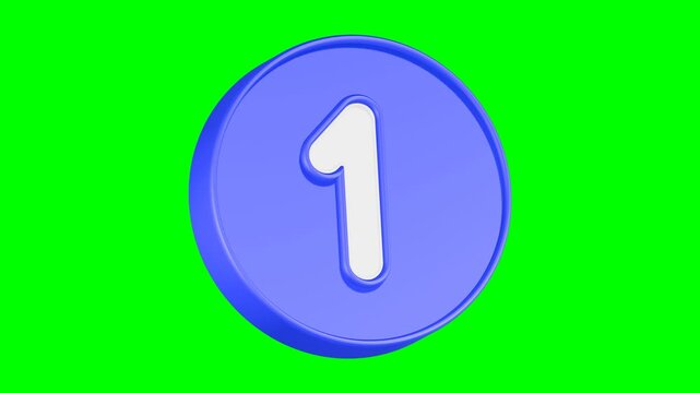 number 1 icon 3d  render blue circle button