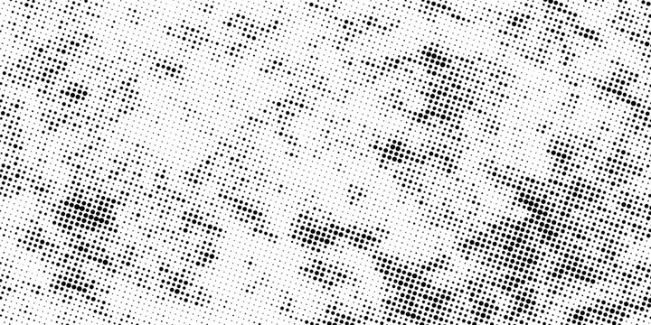 Pixelated bitmap gradient texture. Black and white dither pattern background. Abstract glitchy pattern. 8 bit video game screen wallpaper. Wide raster backdrop. Retro pixel art Illustration. Vector