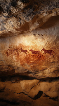 AI generator images of It is a source of prehistoric cave paintings. These paintings are proof of the artistic creativity of Paleolithic humans.